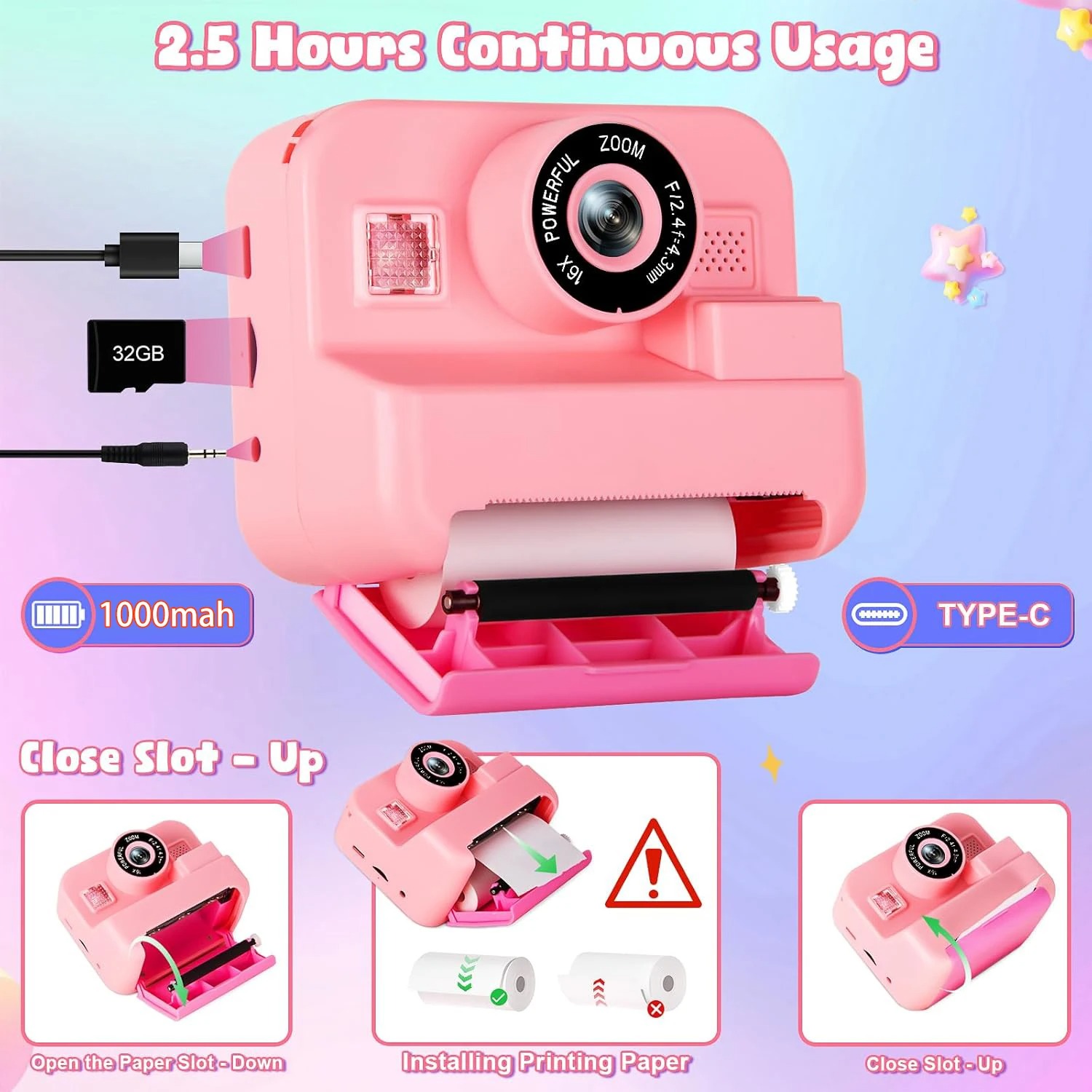 newInstant Print Camera con sc - Kids Toys Top View recensione e prezzo